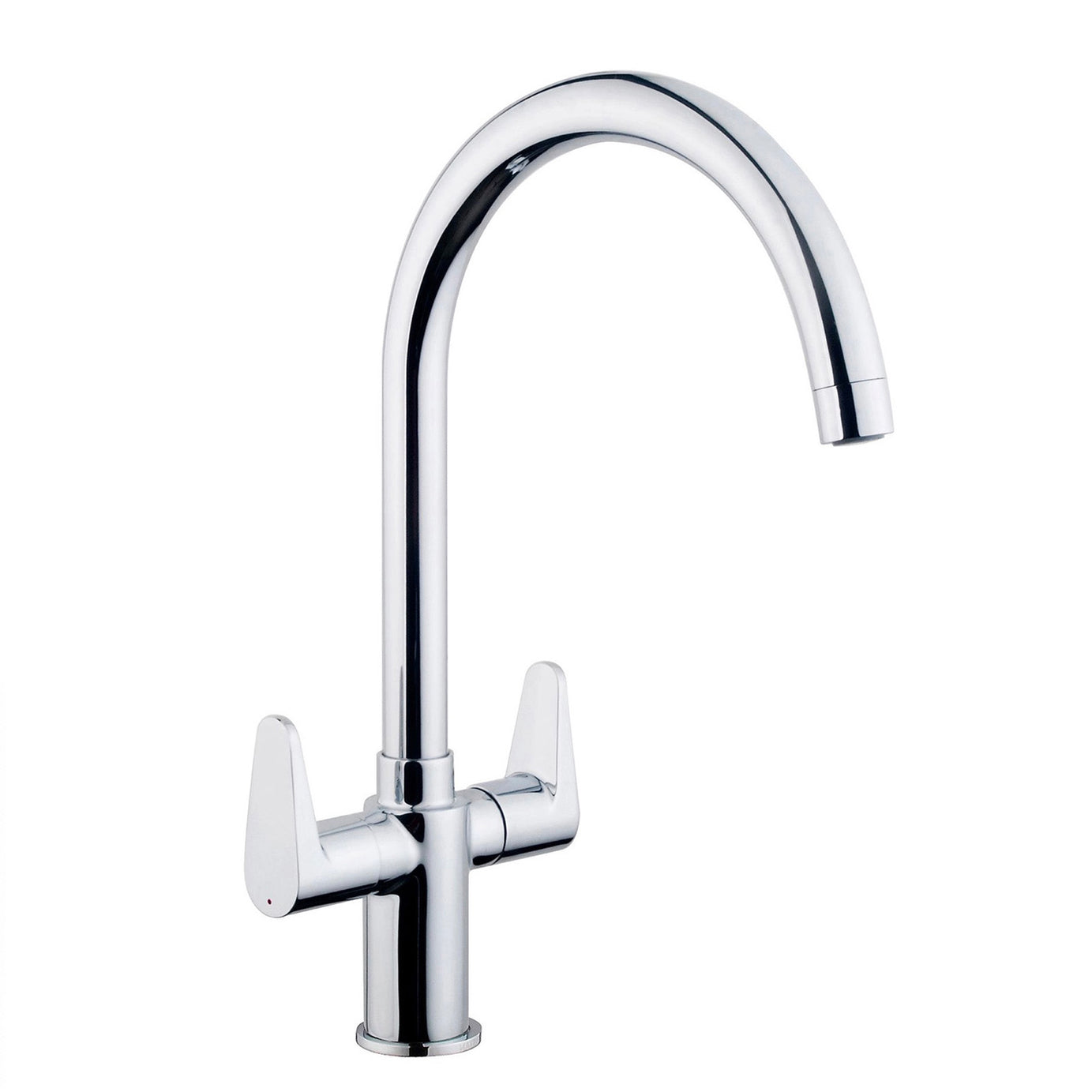 Kitchen Tap Mixer Monobloc Chrome Dual Lever Swivel Spout Contemporary Faucet - Image 1