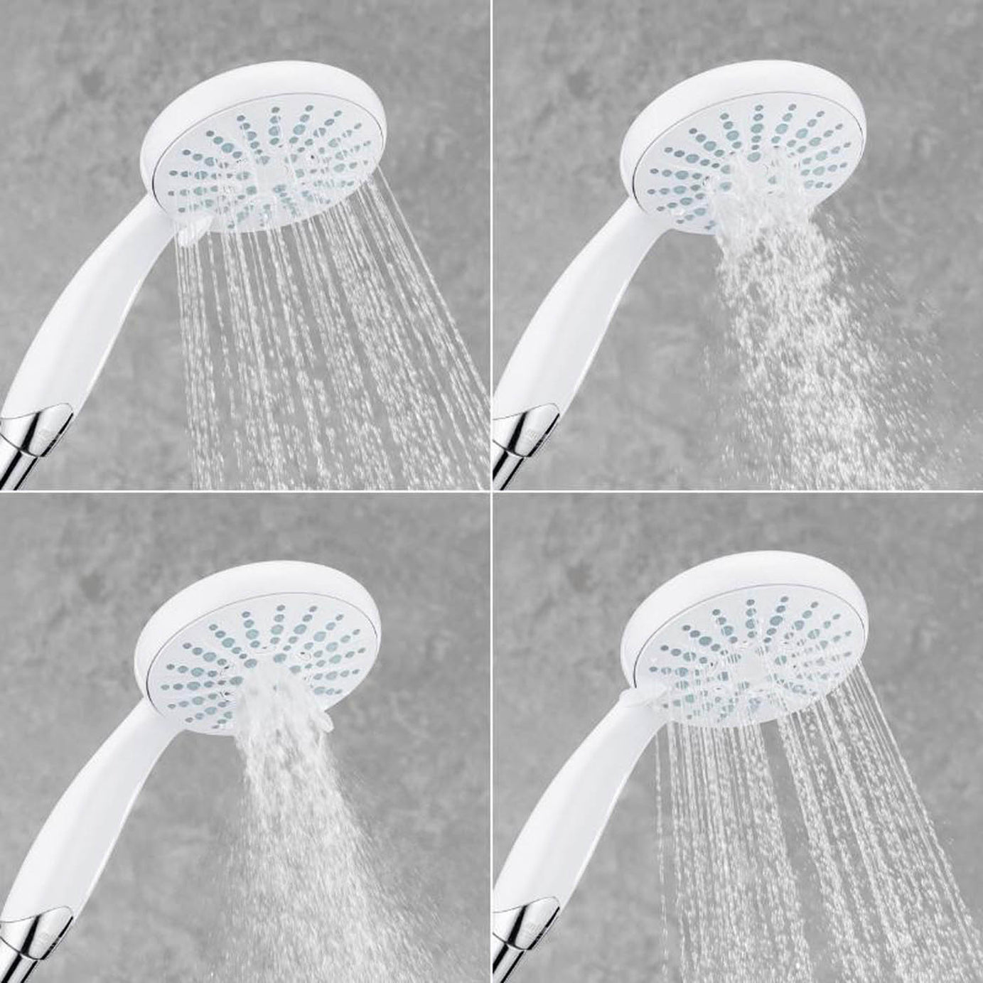 Mira Shower Head White Round Universal 4 Spray Settings Rub-Clean Nozzles 110mm - Image 2
