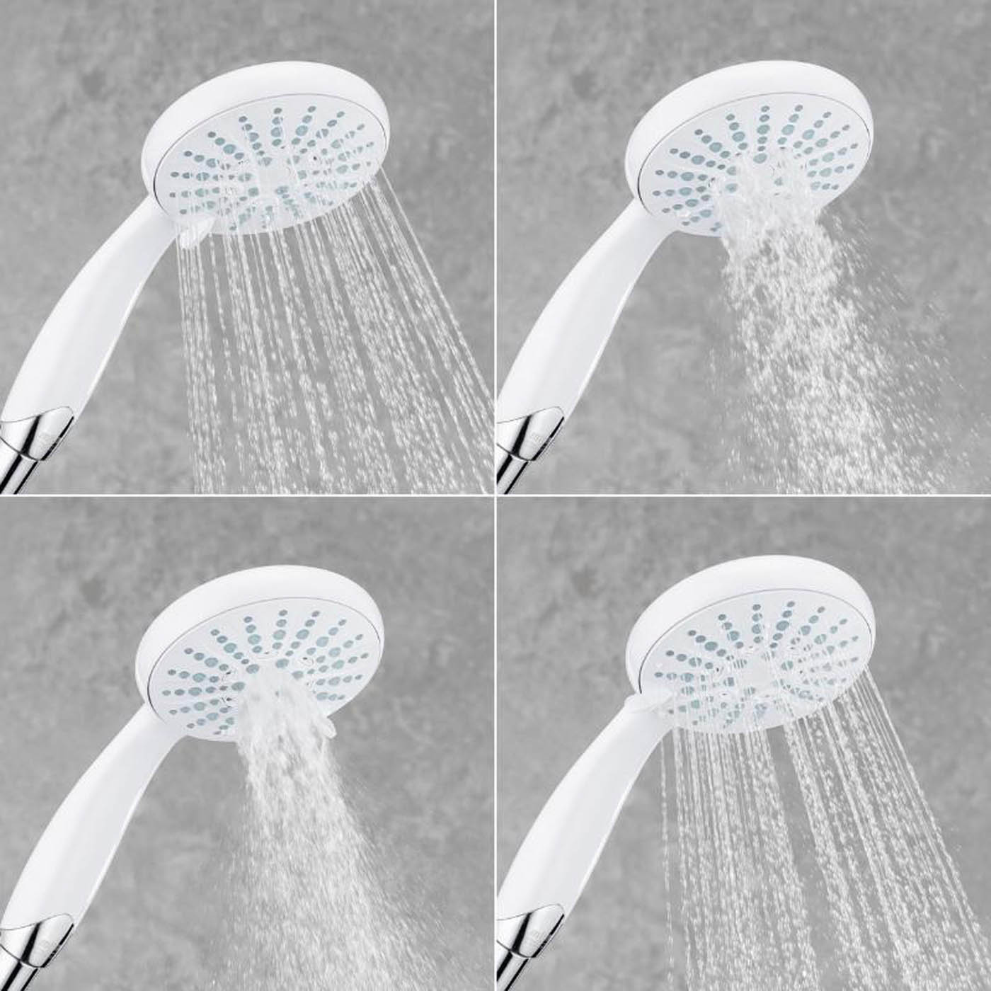 Mira Shower Head White Round Universal 4 Spray Settings Rub-Clean Nozzles 110mm - Image 2