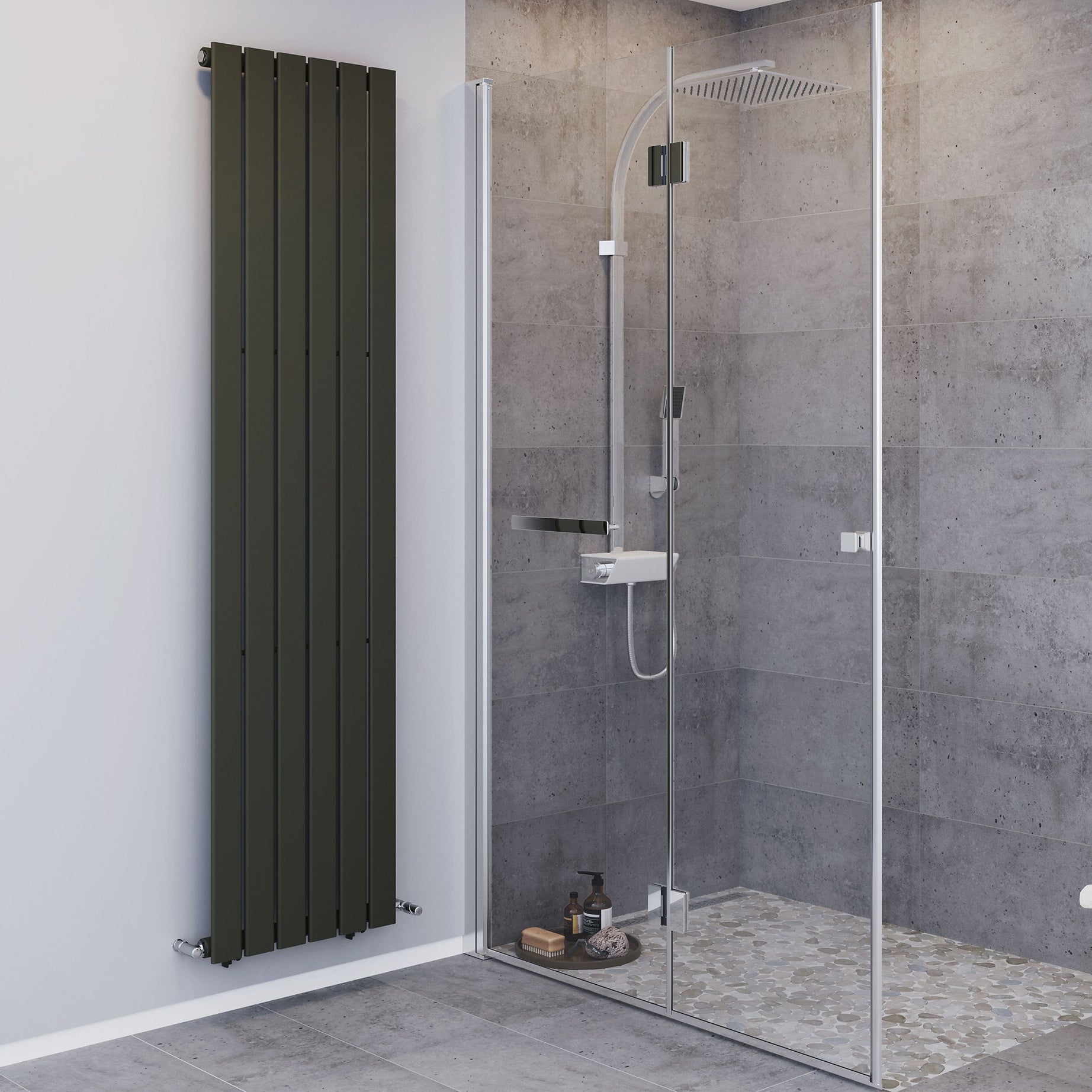 Blyss Designer Radiator Anthracite Steel Vertical Modern Flat Panel 180x45.2cm - Image 3