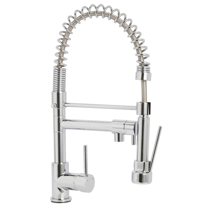 Kitchen Mixer Tap Pull Out Dual Spout Single Side Lever Chrome Finish Modern - Image 1