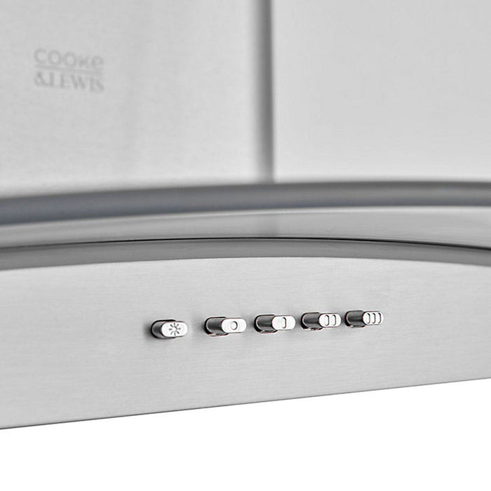 Cooke & Lewis Cooker Hood Extractor Fan Stainless Steel Curved Glass (W) 60cm - Image 4