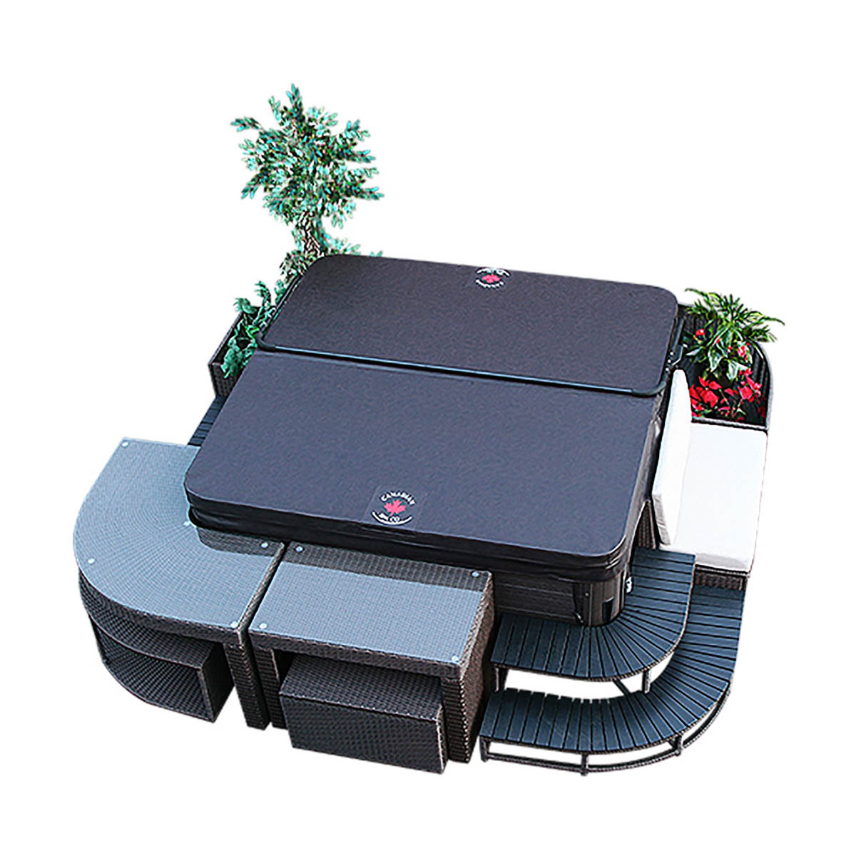 Square Planter Rattan Effect Lightweight (H)121cm (W)66cm - Image 3