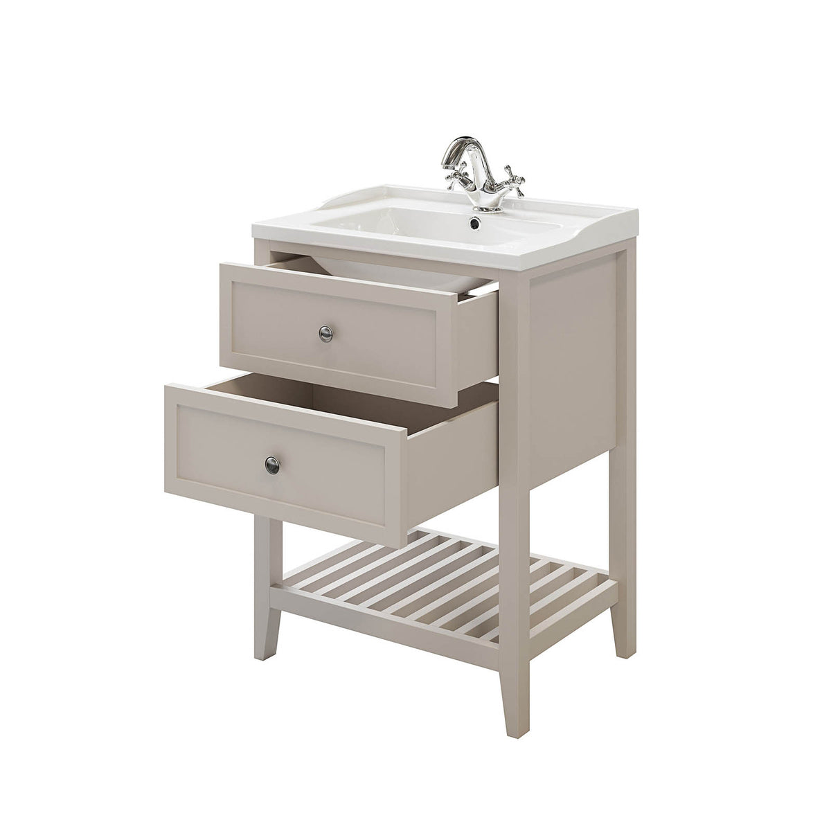 Bathroom Vanity Unit Perma Satin Grey Freestanding Storage Cabinet Furniture - Image 6