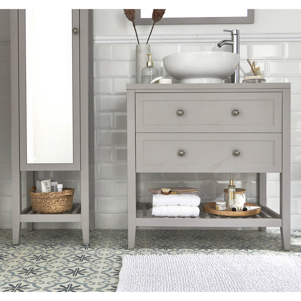 Bathroom Vanity Unit Perma Satin Grey Freestanding Storage Cabinet Furniture - Image 8