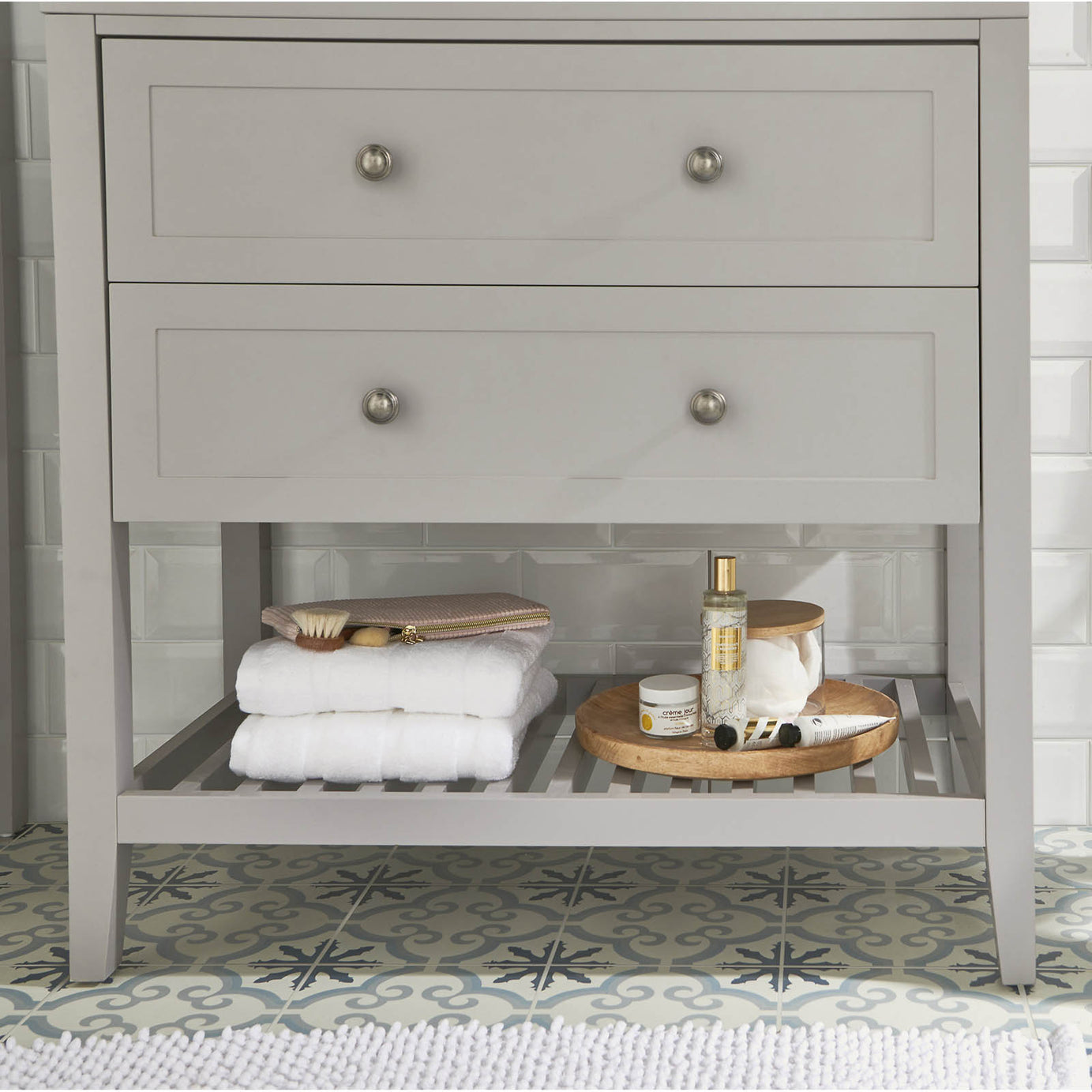 Bathroom Vanity Unit Perma Satin Grey Freestanding Storage Cabinet Furniture - Image 9