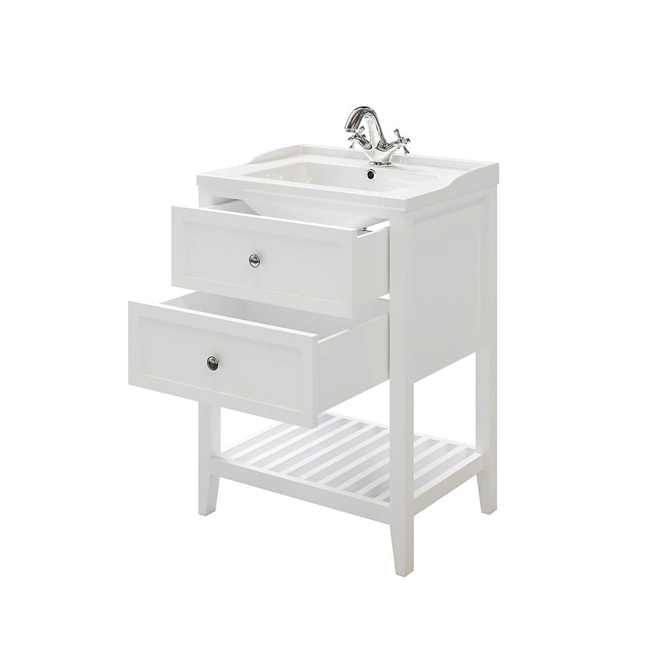 Bathroom Vanity Unit Basin Sink Satin White Freestanding Storage Cabinet - Image 6