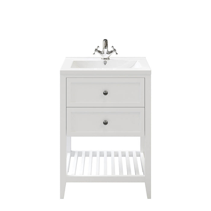 Bathroom Vanity Unit Basin Sink Satin White Freestanding Storage Cabinet - Image 7