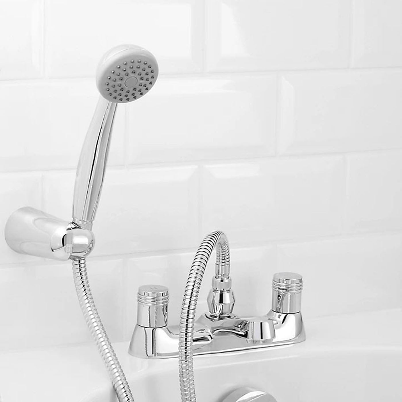 Bath Filler Tap Mixer With Hand Held Set Chrome ¼ Turn Operation Round Head - Image 2