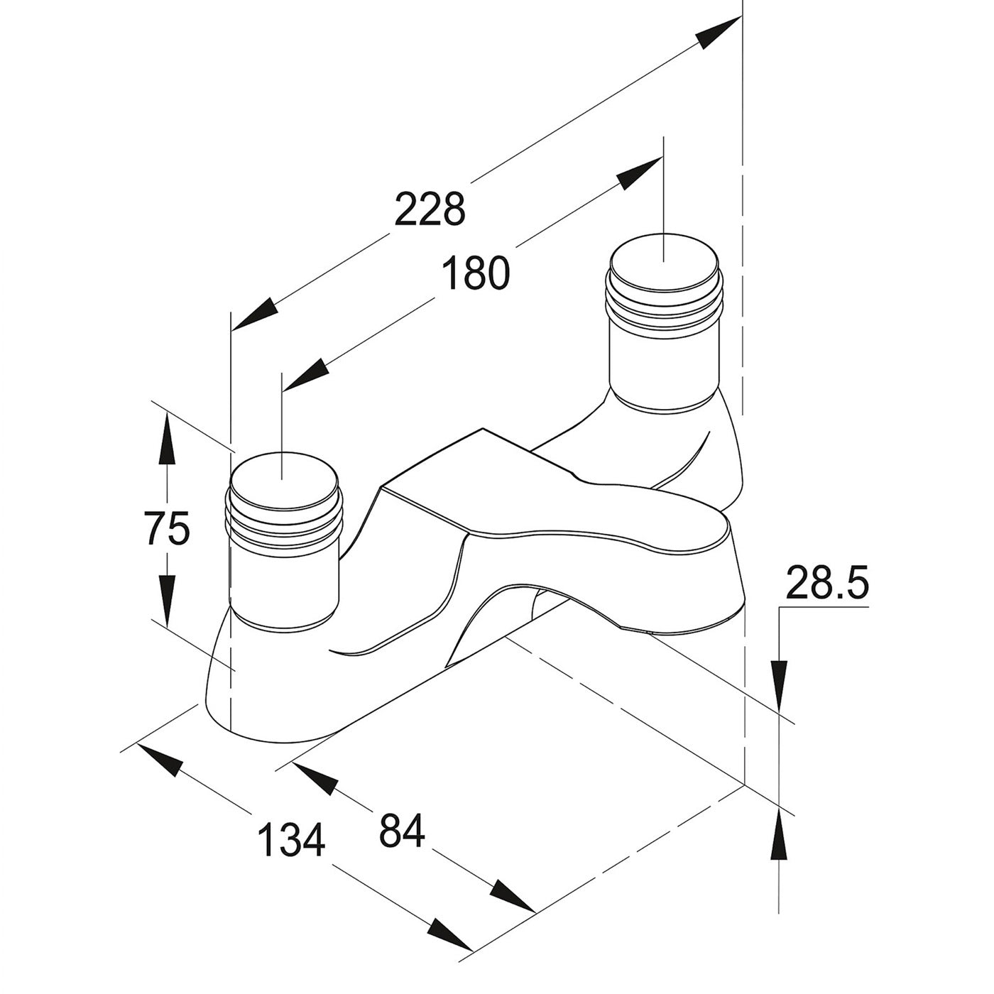 GoodHome Bath Mono Mixer Tap M33146E Annagh Traditional Chrome Plated - Image 3