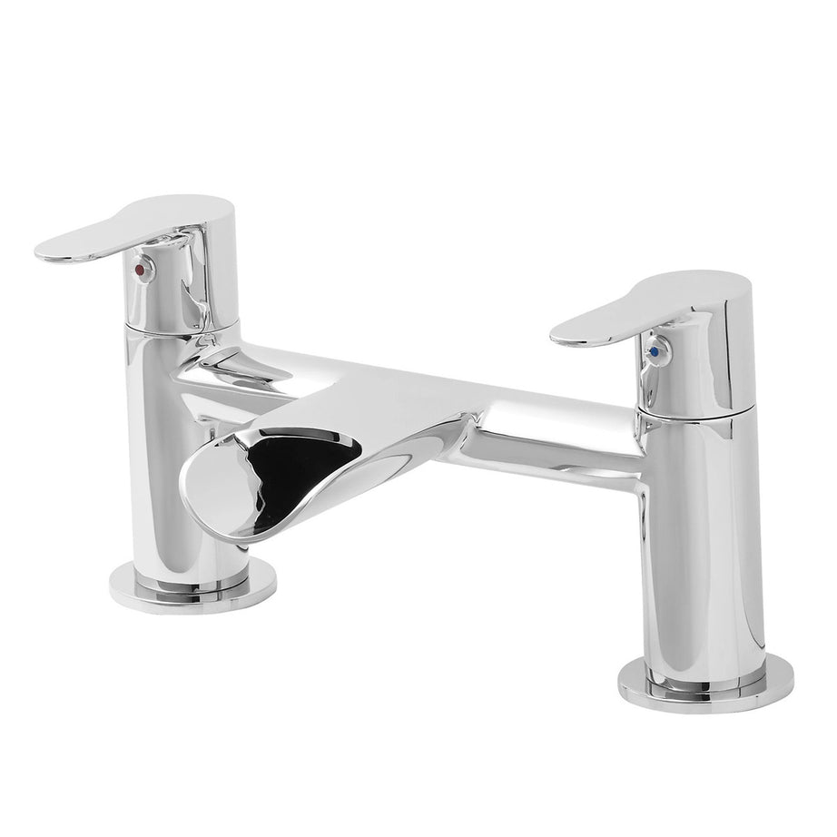 Bath Filler Tap Mixer Chrome Dual Lever Ceramic Cartridge Modern Faucet - Image 1