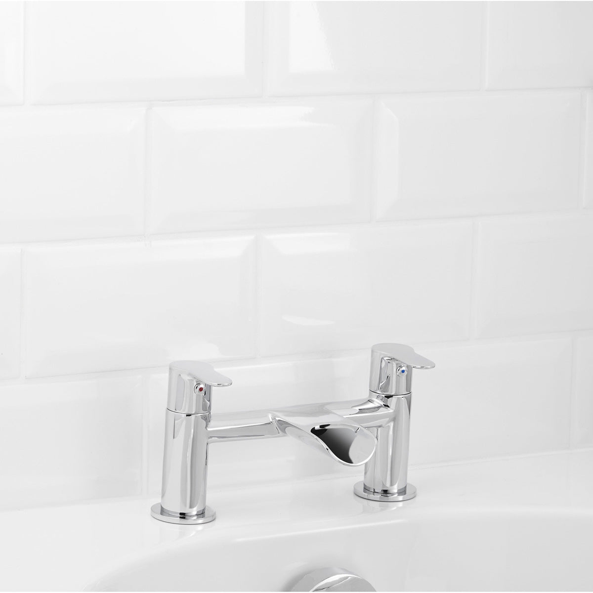 Bath Filler Tap Mixer Chrome Dual Lever Ceramic Cartridge Modern Faucet - Image 3