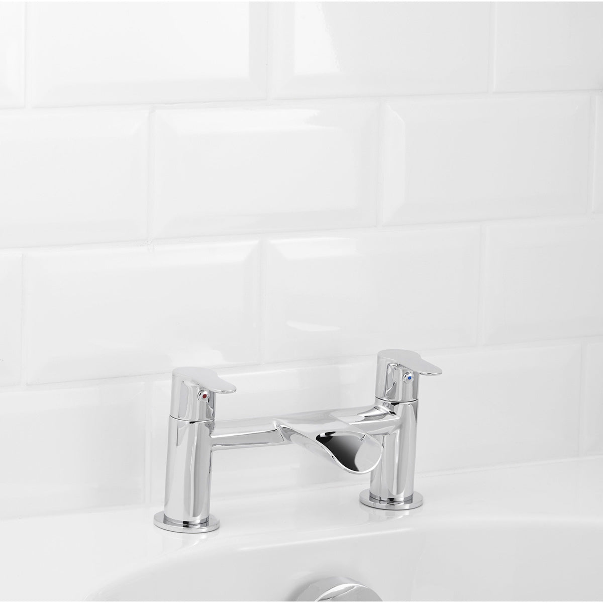 Bath Filler Tap Mixer Chrome Dual Lever Ceramic Cartridge Modern Faucet - Image 4