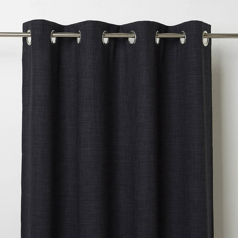 Blackout Curtain Eyelet Black Plain Single Woven Effect (W)167 (L)183cm - Image 1