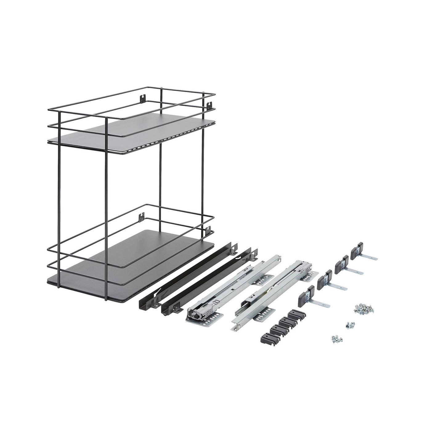 Kitchen Pull Out Storage System Pebre Soft Close Runners Anthracite 484 x 264mm - Image 1