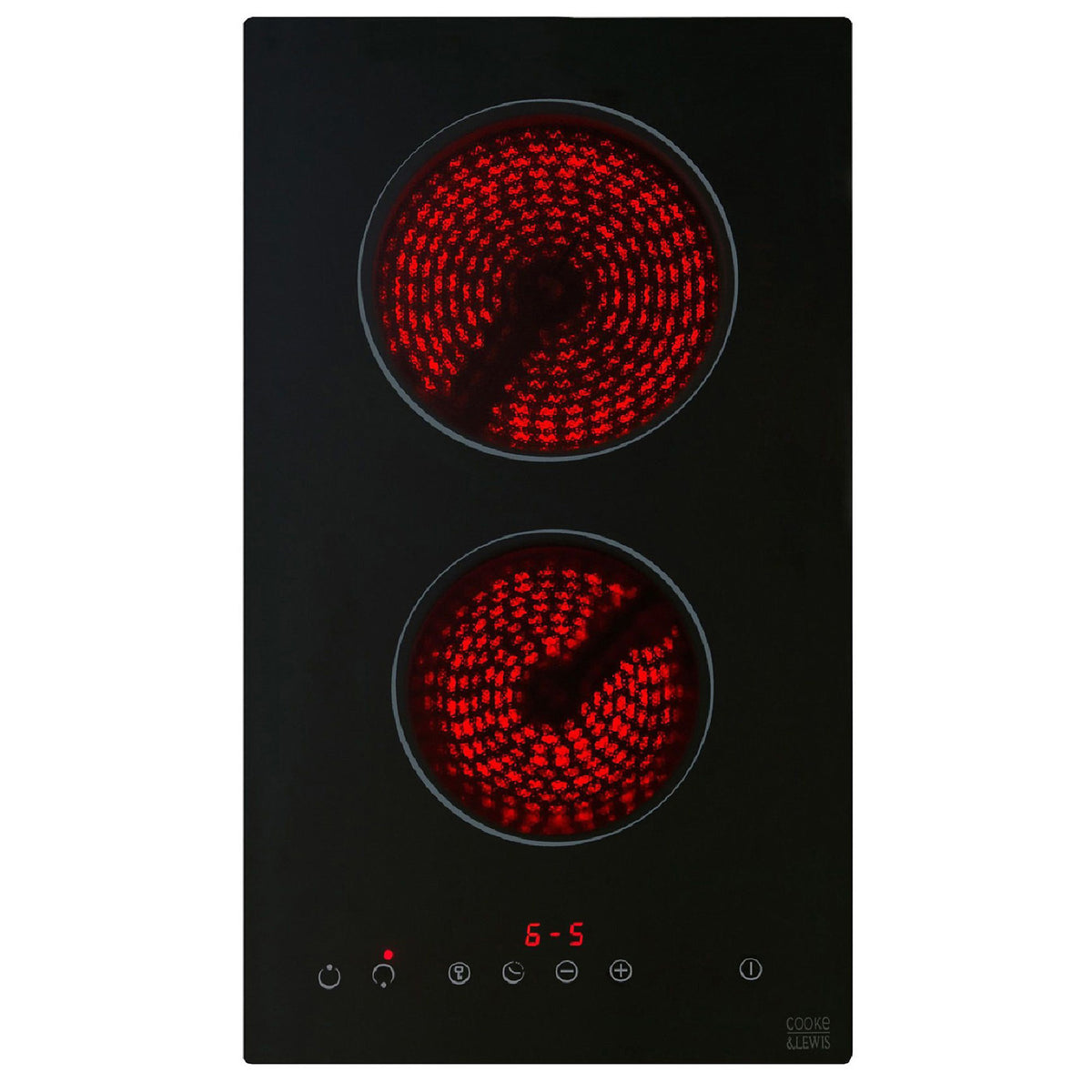 Cooke & Lewis Ceramic Hob 2 Zone CLCER30A Black Glass Digital Display 3kWh - Image 2