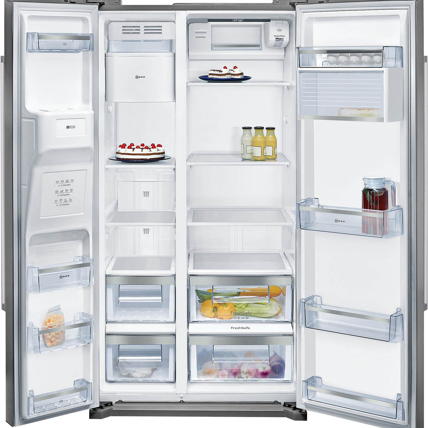 NEFF Fridge Freezer American Style 668 Litre KA3902I20G Silver Side By Side - Image 1