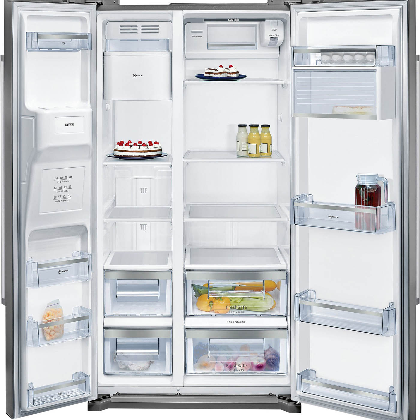 NEFF Fridge Freezer American Style 668 Litre KA3902I20G Silver Side By Side - Image 1