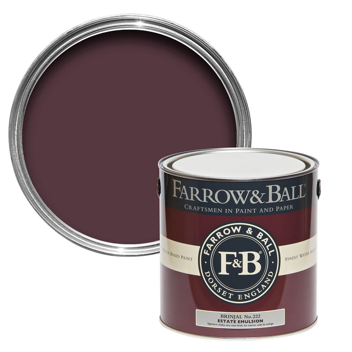 Farrow & Ball Estate Brinjal Matt Wall & ceiling Emulsion paint, 2.5L - Image 1