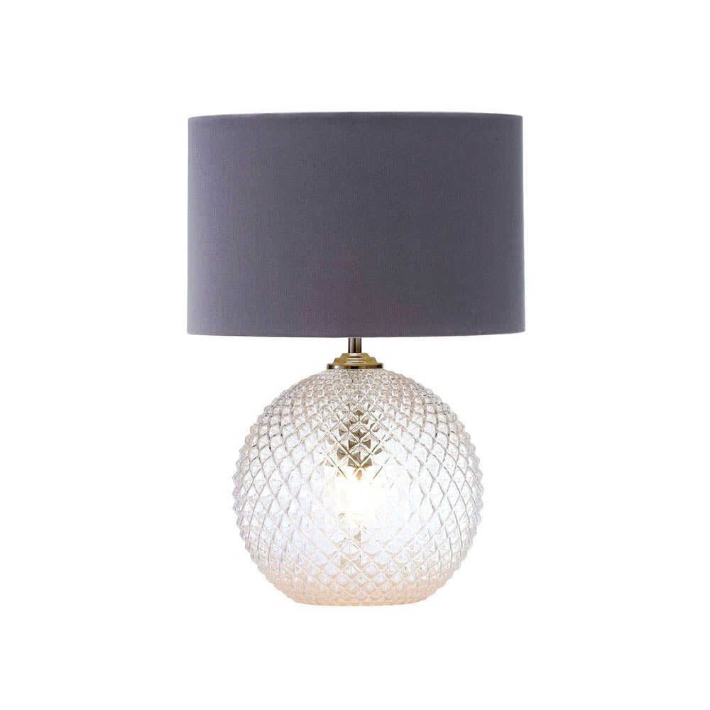 Table Lamp Bedside Light Pineapple Grey Shade Bedroom Living Room Modern 42W - Image 1