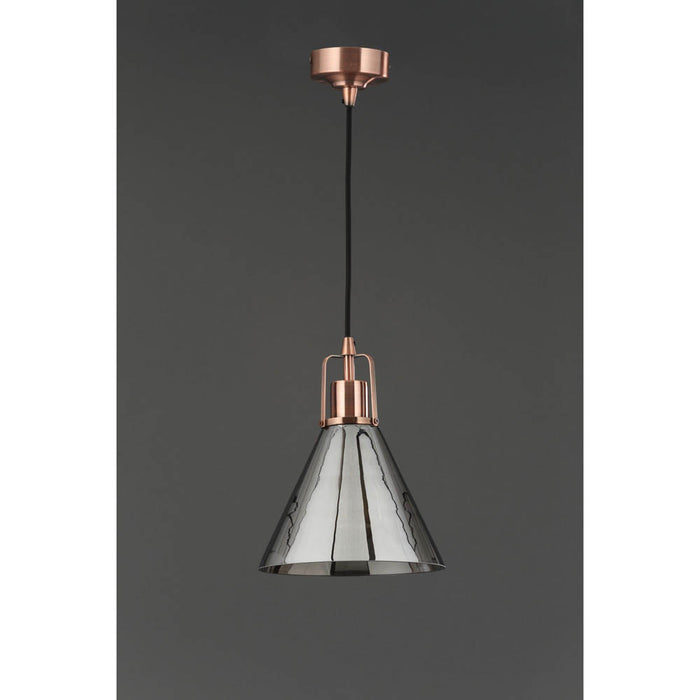 Dafyd Ceiling Light Pendant Copper Smoke Glass Modern Bedroom Lounge E27 42W - Image 3