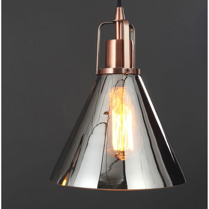 Ceiling Light 3 Way Smoke Glass Metal Antique Copper Living Bedroom Modern 42W - Image 3