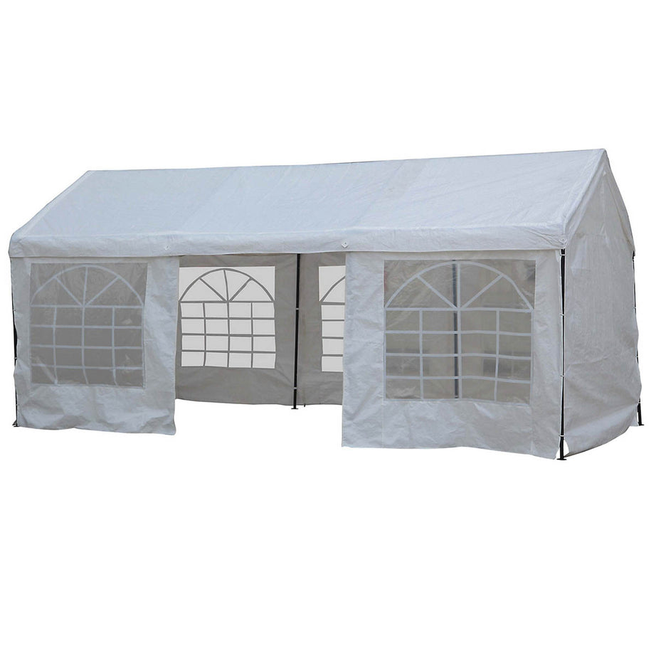 Garden Gazebo Tent Party White Rectangular Large (H)2.81 (W)5.96 (D)2.97m - Image 1