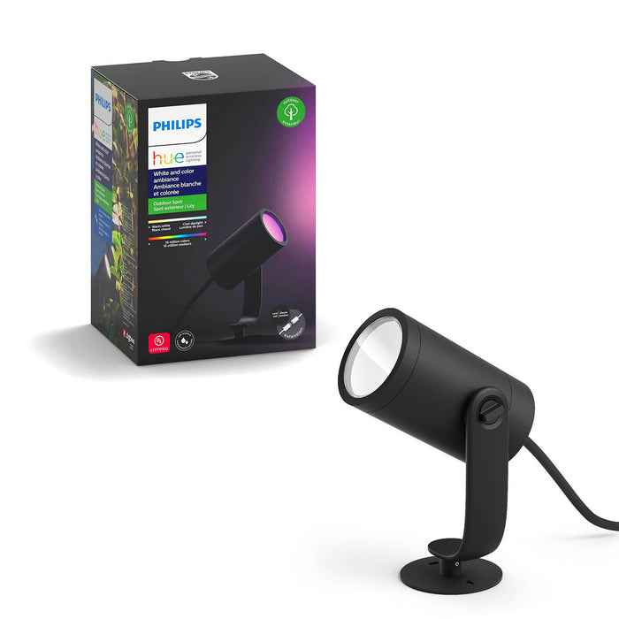 Philips Hue Smart LED Outdoor Spike Light Black Multicolour Adjustable (D)84mm - Image 1