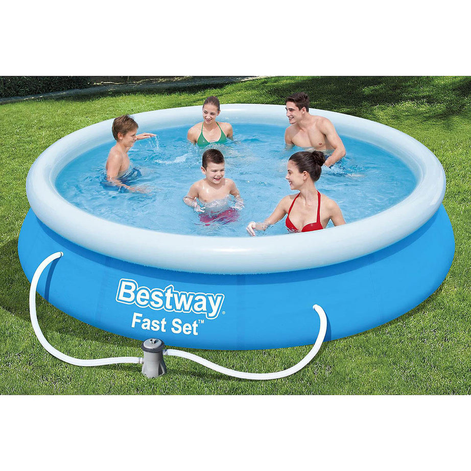 Inflatable Paddling Swimming Pool Round Family 12ft x 30" With Filter Pump 5377L - Image 2