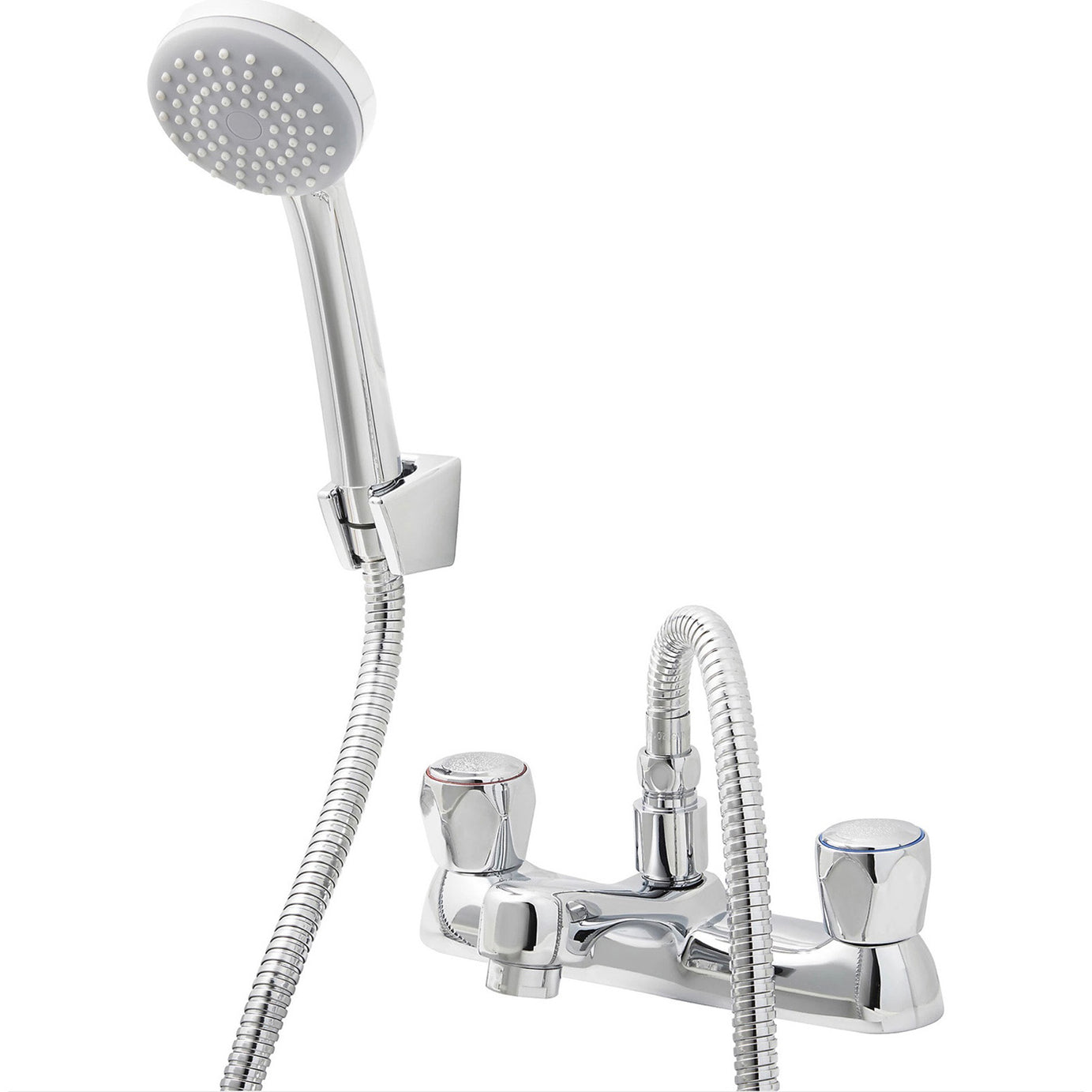 Bath Filler Tap Shower Mixer Handset Chrome Dual Lever Modern Bathroom - Image 1