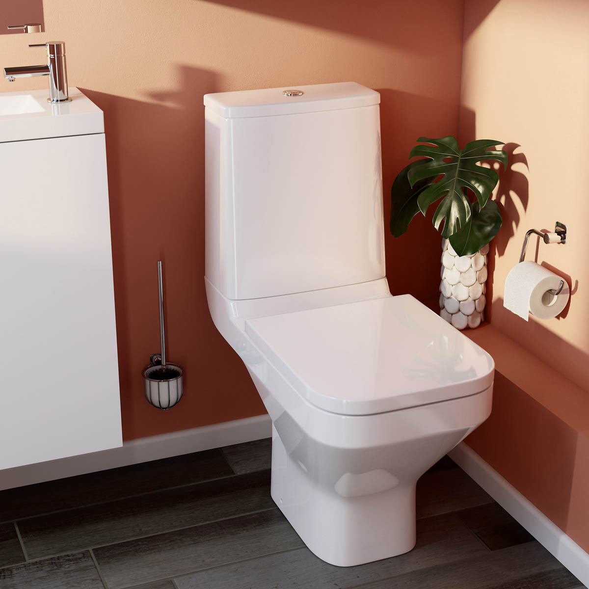 Teesta Close Coupled Toilet Soft Close Seat WC Bathrom White Dual Flush Cistern - Image 3