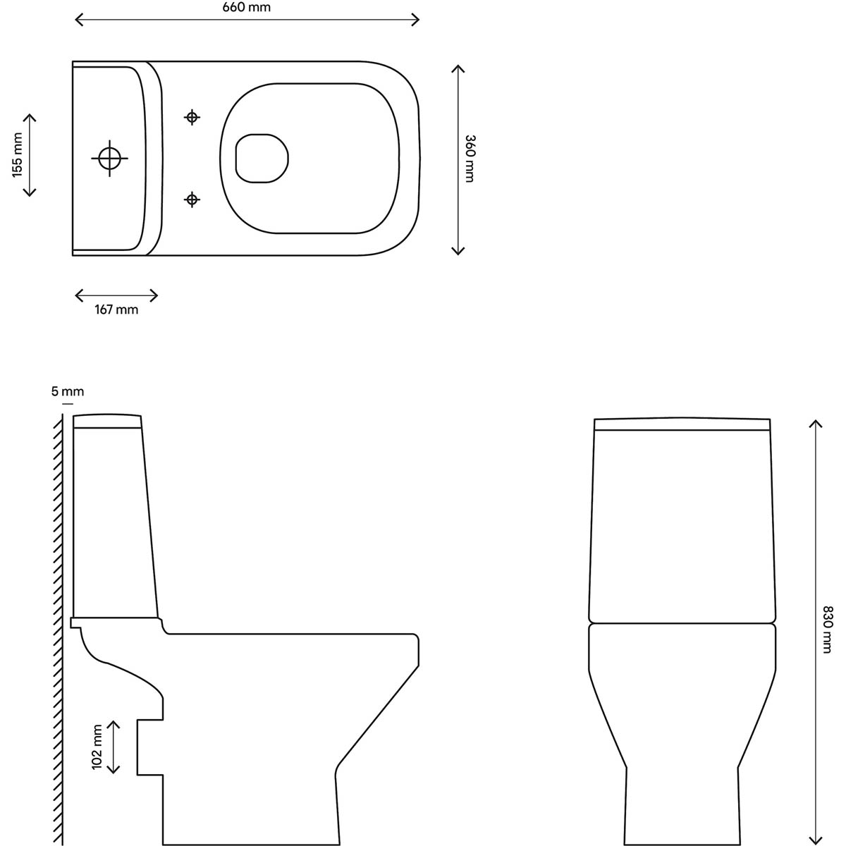 Teesta Close Coupled Toilet Soft Close Seat WC Bathrom White Dual Flush Cistern - Image 5