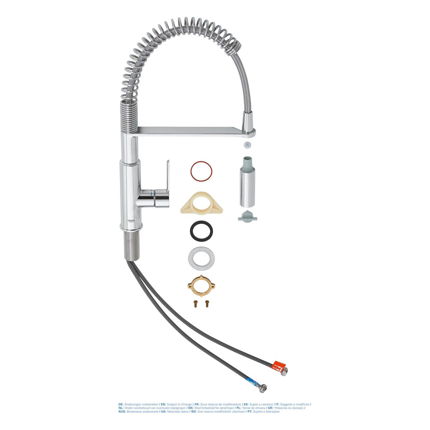 Kitchen Tap Mixer Chrome Side Single Lever Pull Out Spring Neck Contemporary - Image 4