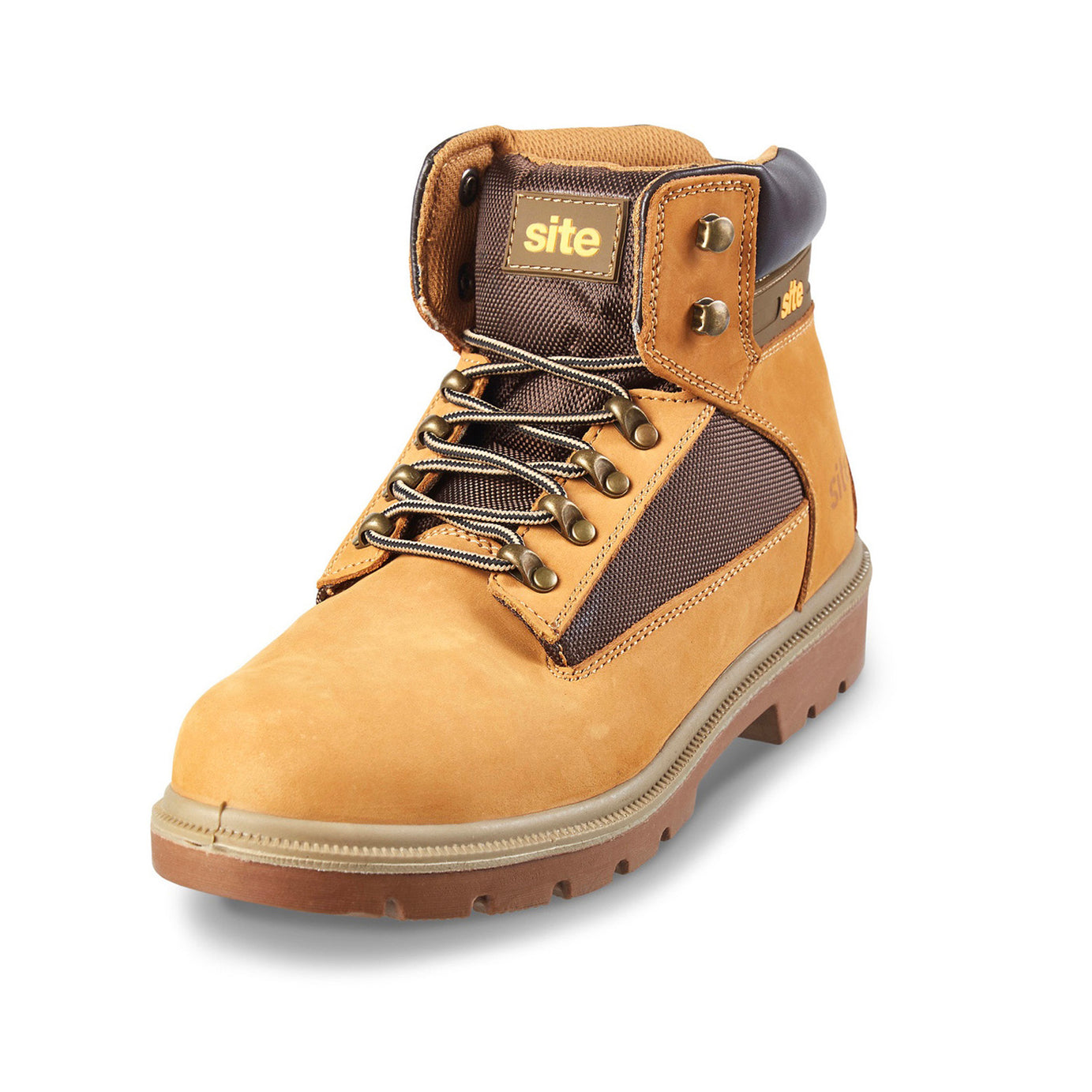 Site Mens Safety Boots Quartz Honey Nubuck Leather Mesh Steel Toe Cap UK 9 - Image 1