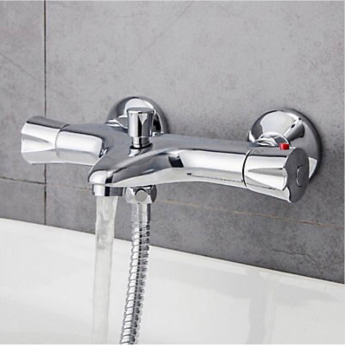 Bath Shower Mixer Tap Chrome Plated Brass Thermostatic Valve Exposed Bar - Image 3