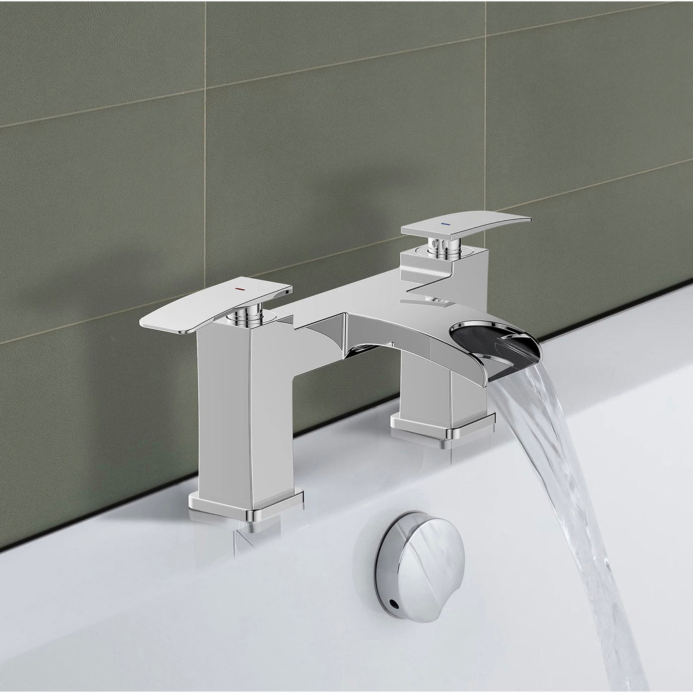 GoodHome Tap Bath Filler Contemporary Modern Chrome Manual High/Low Pressure - Image 3