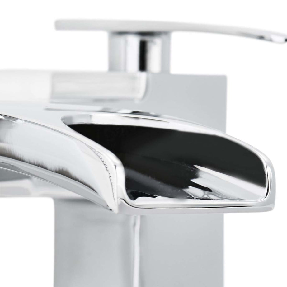 Bath Filler Tap Mixer With Hand Held Set Chrome Dual Lever Square Head Bathroom - Image 2