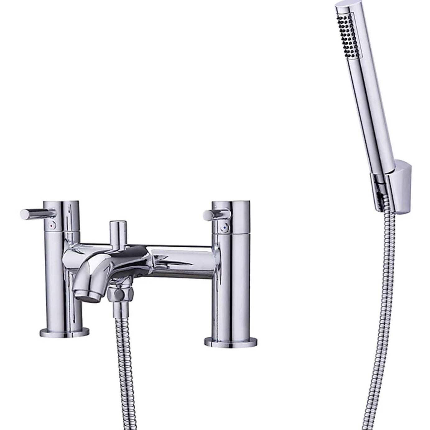 GoodHome Bath Mixer Tap Set With Shower Double Lever Chrome High Pressure - Image 1