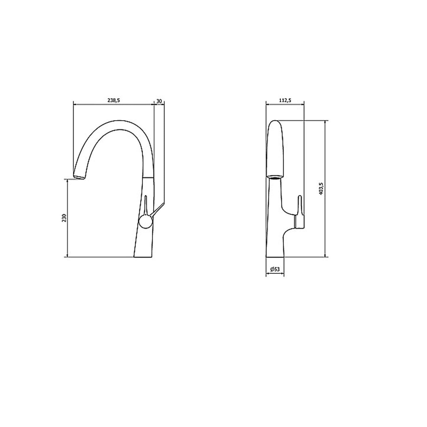 Kitchen Mixer Tap Single Lever Matt Black Graphite Effect Deck Mounted Modern - Image 2