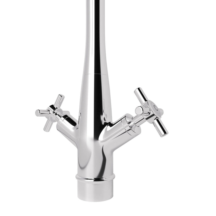 Kitchen Filbert Tap Cross Twin Lever Chrome Replaceable Aerator Faucet - Image 4