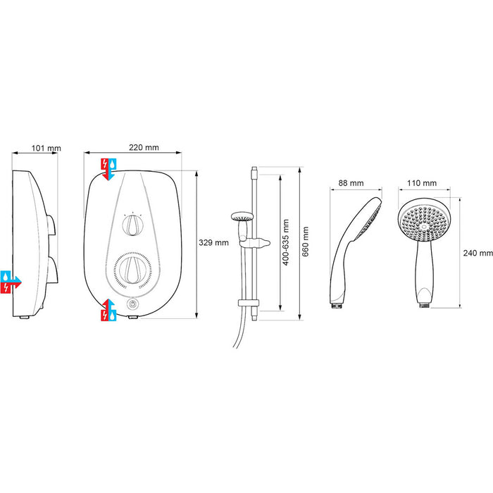 Mira Electric Shower White Gloss 9.5kW Single Spray Pattern Contemporary - Image 2