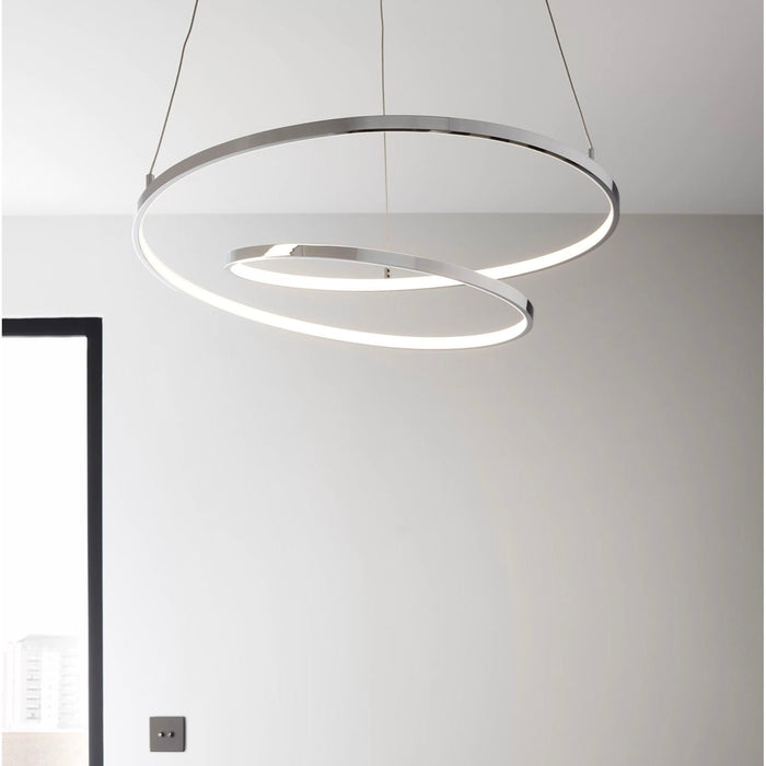 LED Ceiling Light Chrome Effect Pendant Lamp Modern Warm White IP20 	2400lm 39W - Image 1