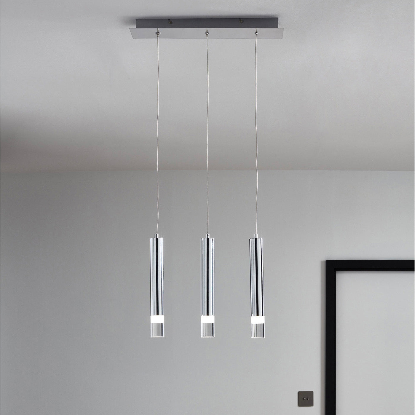 LED Ceiling Light Pendant Hanging Chrome Sleek Multi Arm Bar Kitchen Dining - Image 1