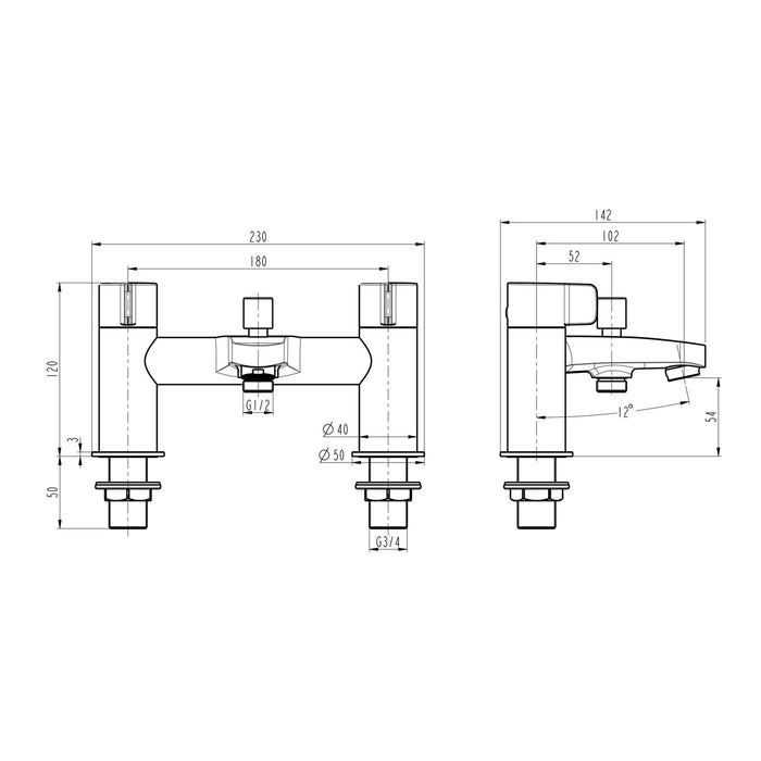 GoodHome Bath Filler Tap With Handset Kit Chrome 3 Spray Pattern Lever Modern - Image 2