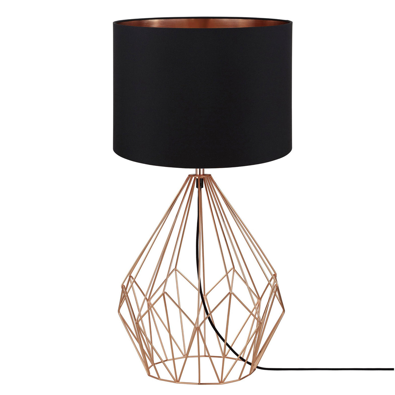 Table Lamp Bedside Light Modern Copper Effect Black Drum Shade For Any Room - Image 2