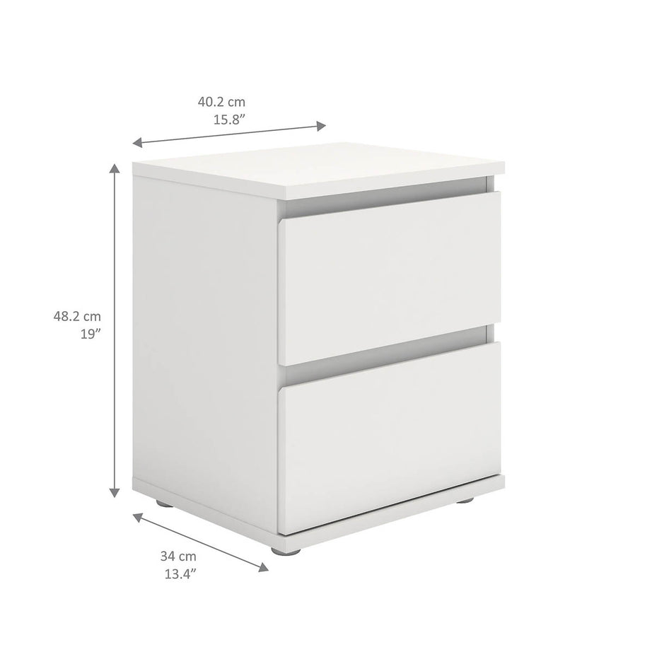 Bedside Table Nova Matt White 2 Drawer Bedroom Living Room Furniture Storage - Image 2