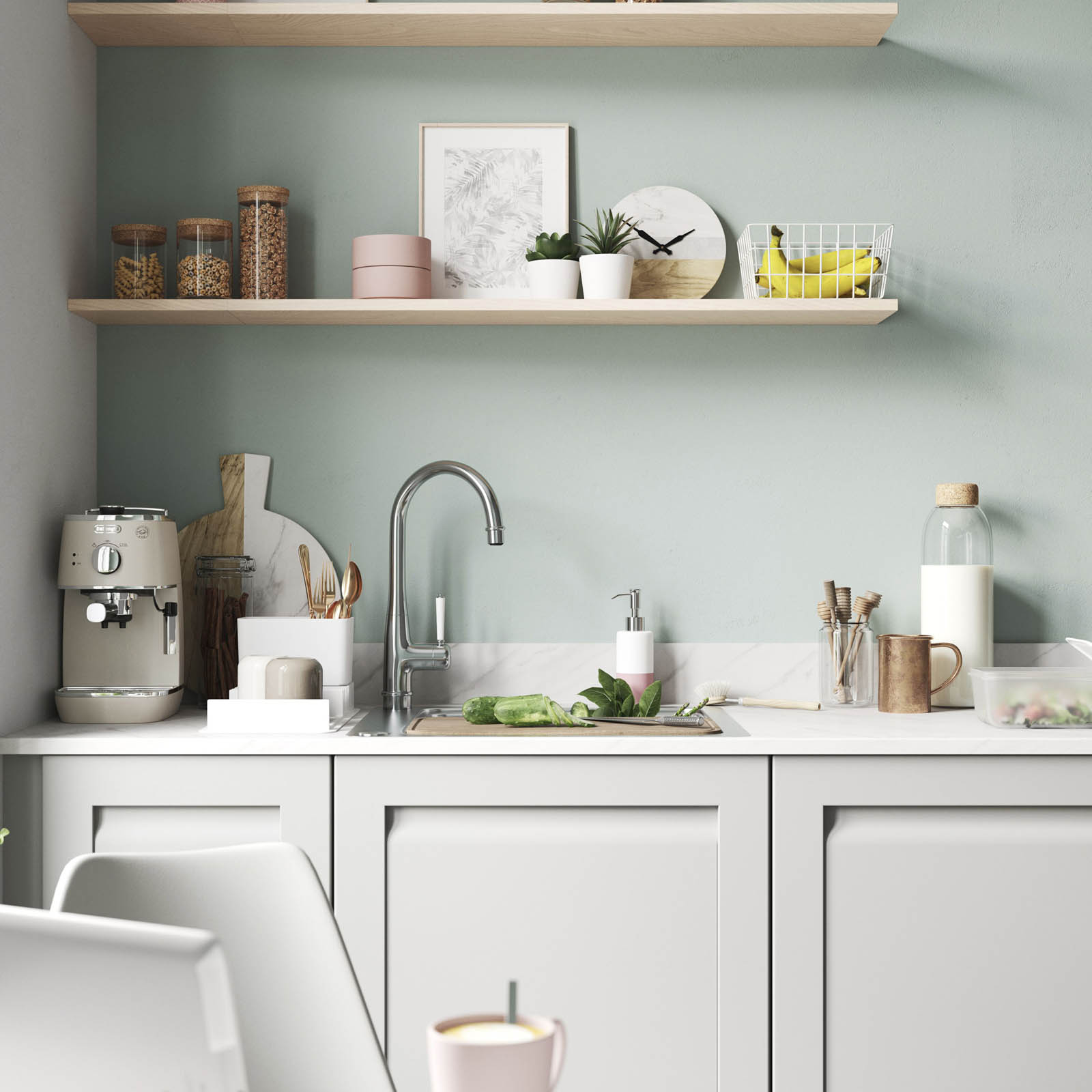 GoodHome Garcinia Integrated handle Matt grey Shaker Highline Cabinet door (W)600mm (H)715mm (T)20mm - Image 6