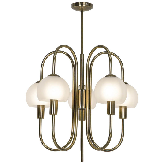 Pendant Ceiling Light 5 Way Antique Brass Adjustable Height Frosted (Dia)50cm - Image 3