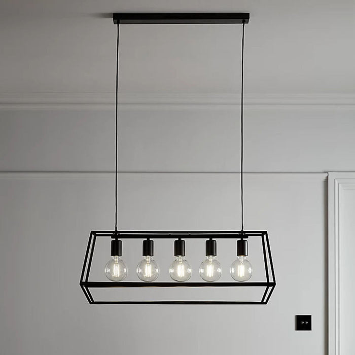 Pendant Ceiling Light 5 Way Lamp Dining Kitchen Hanging Matt Black (Dia)780mm - Image 3