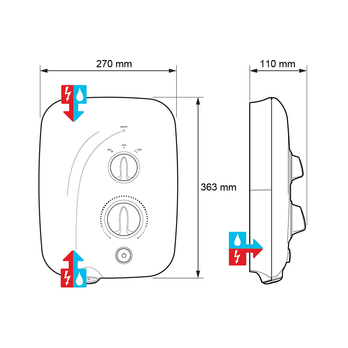 Mira Mixer Shower Dual Pumped 9.8kW White 4 Spray Pattern Bathroom Round Head - Image 3